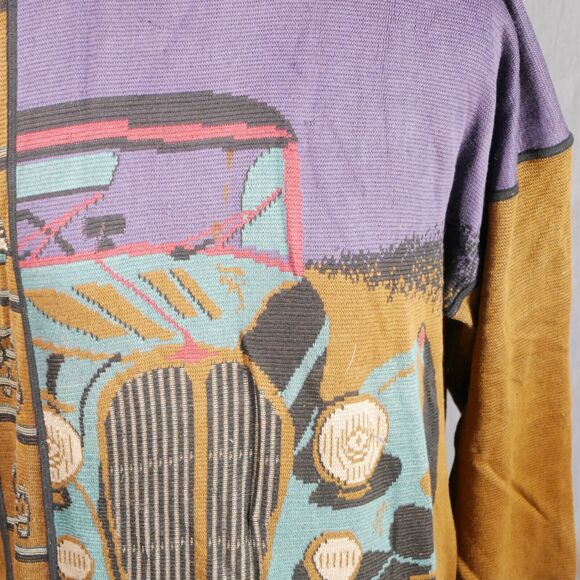 Vintage Vittorio Rocchetti 90s Sweater L Men's Brown Graphic 100% Cotton - Picture 6 of 16